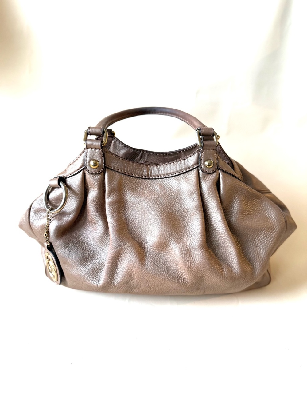 Gucci Neutral/Pink Undertones Leather Satchel Handbag